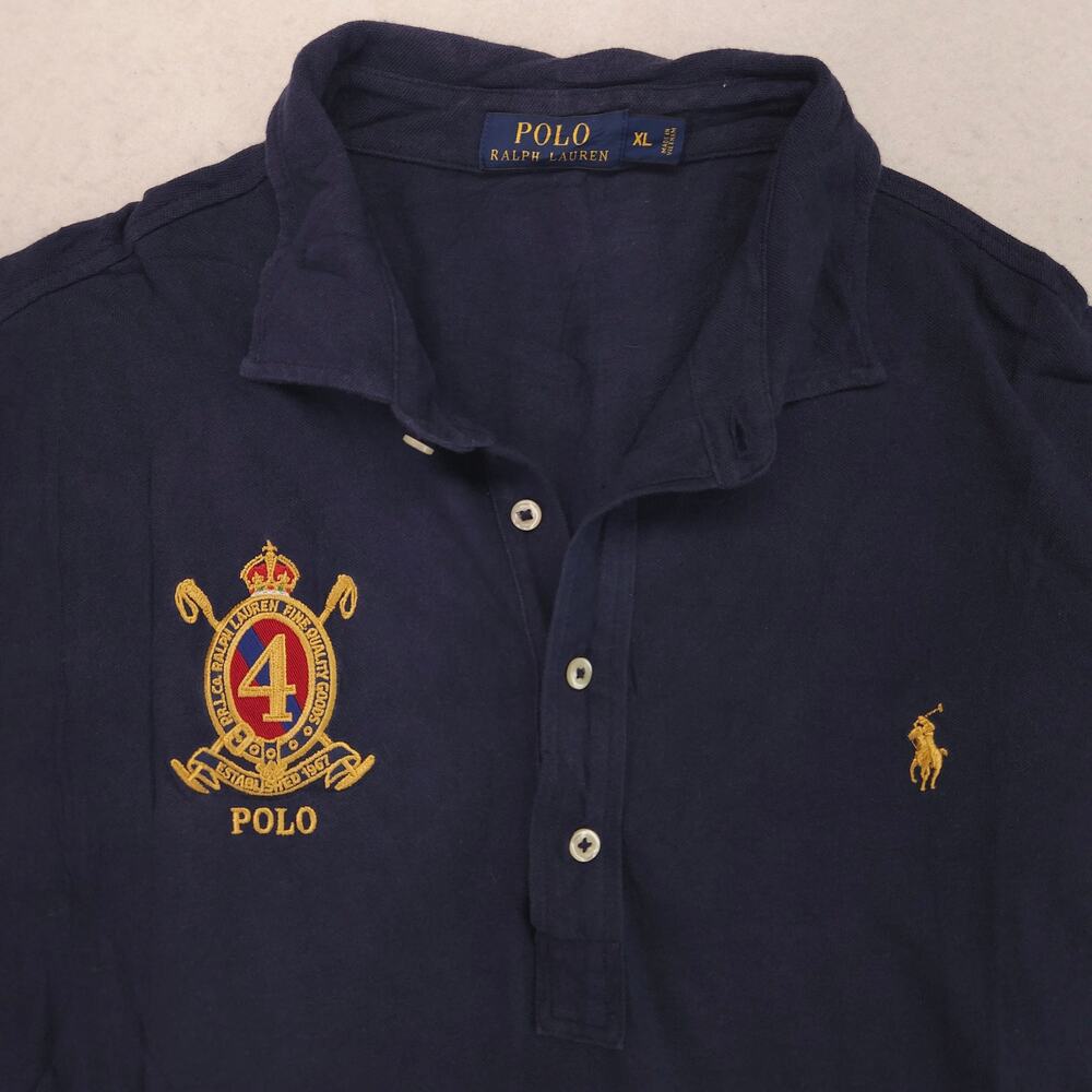 Regal Polo by Ralph Lauren Navy Embroidered Crest Long-Sleeve Polo Shirt